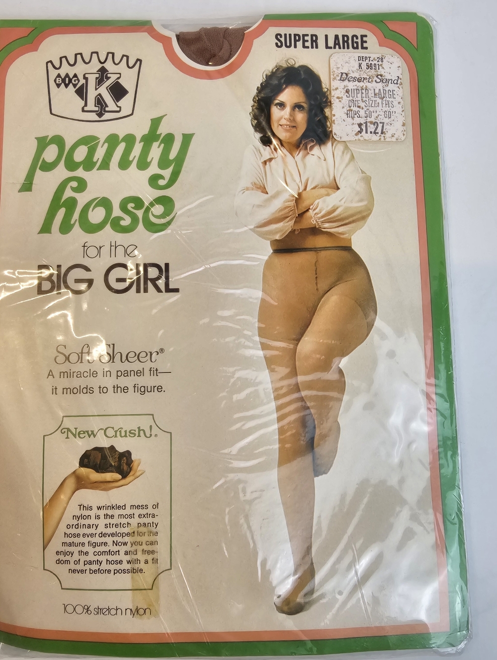 Pantyhose Super Large Vintage Collector Sheer Desert Sand Big Girl Nostalgic NIP